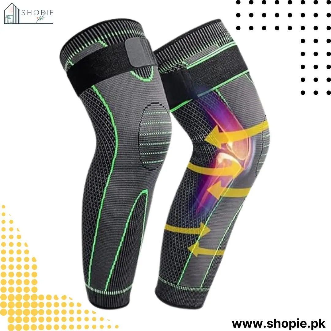Original China Imported Full Leg Sleeve Elasticity Long Knee Protector Brace Leg Sleeve Knee Pads Calf Knee Support Brace Protector Leg Warm